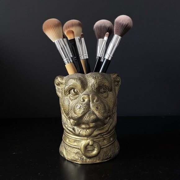 Vintage Bulldog Head Holder – Gold Resin, Mold 1368 – English Club, Gentlemen’s - Picture 5 of 12